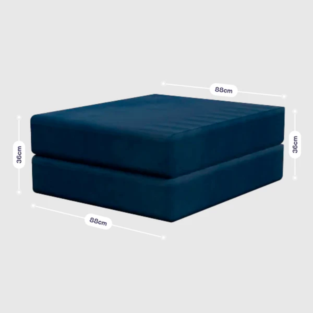 Bloom Sofa Bed, Navy Blue Boucle Fabric, Chaise / Footrest