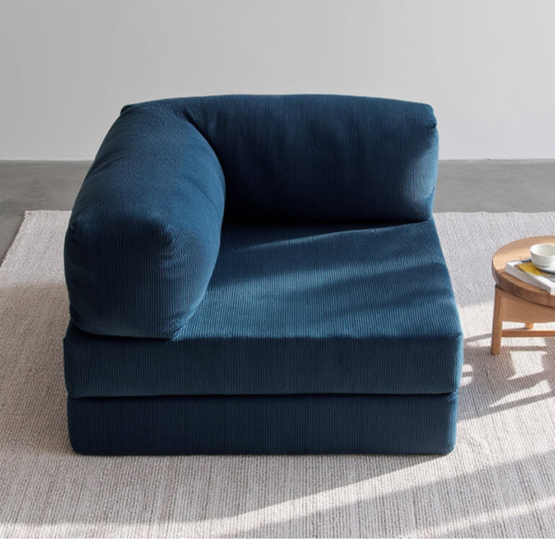Bloom Sofa Bed Armchair Navy Blue Boucle Fabric - Sofa in a Box