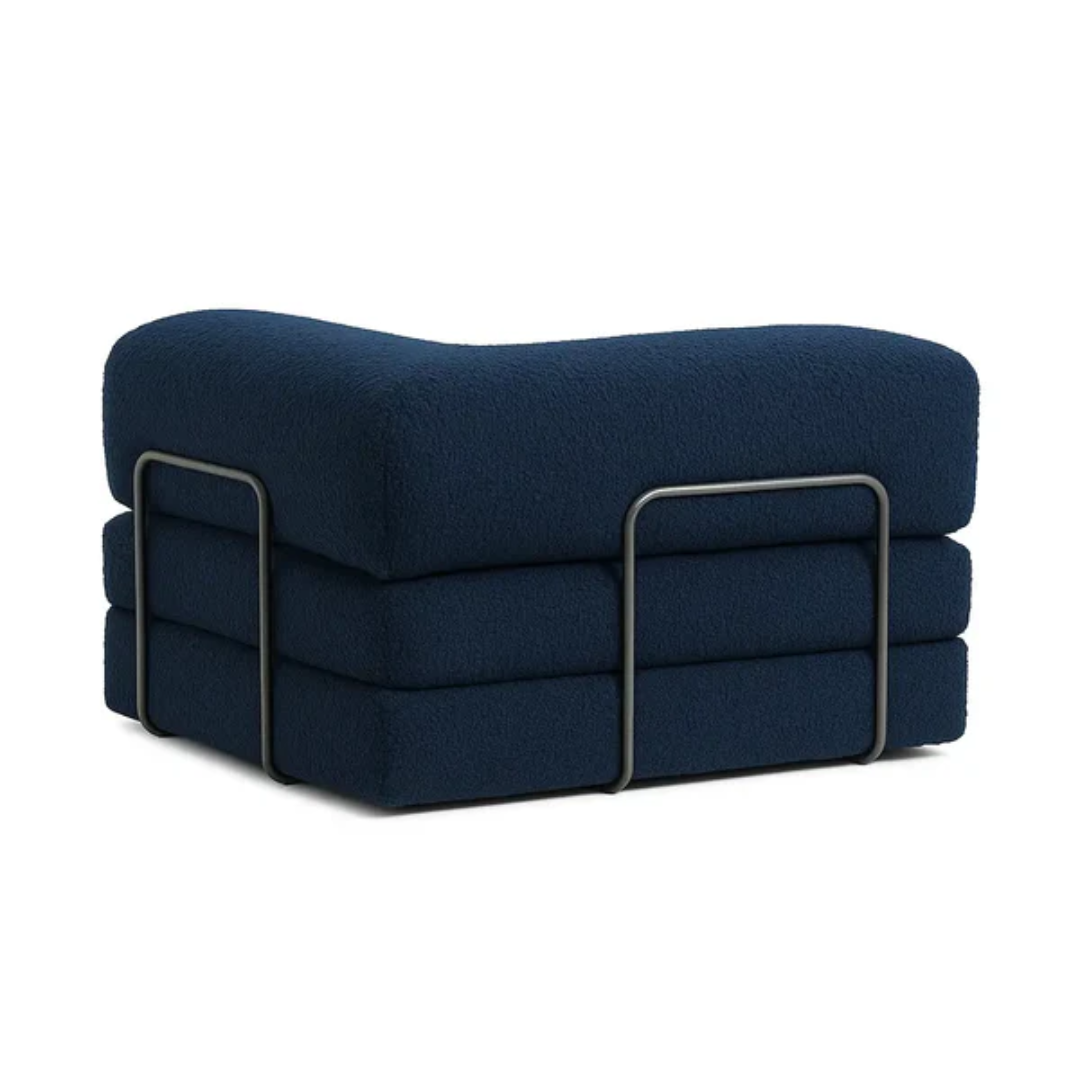 Bloom Sofa Bed Armchair Navy Blue Boucle Fabric - Sofa in a Box