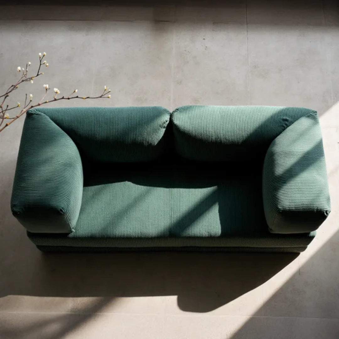 Bloom Sofa Bed in Moss Green Boucle Fabric - Sofa in a Box