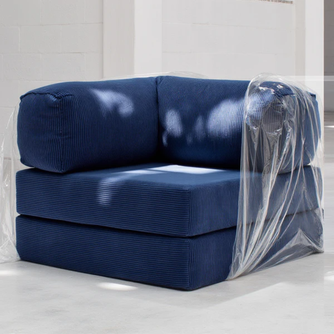 Bloom Sofa Bed Armchair Navy Blue Boucle Fabric - Sofa in a Box