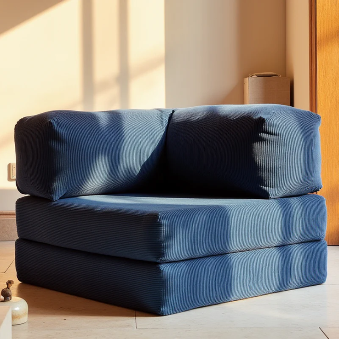 Bloom Sofa Bed - Sofa in a Box + Bloom Armchair in Blue Boucle Fabric