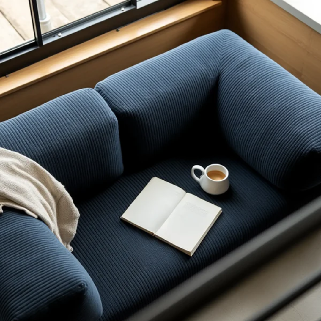 Bloom Sofa Bed Navy Blue Boucle Fabric - Sofa in a Box