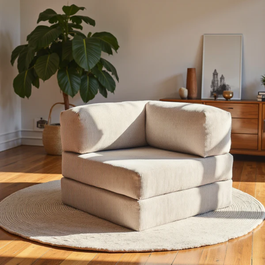 Bloom Sofa Bed Armchair, Boucle Linen Fabric - Sofa in a Box