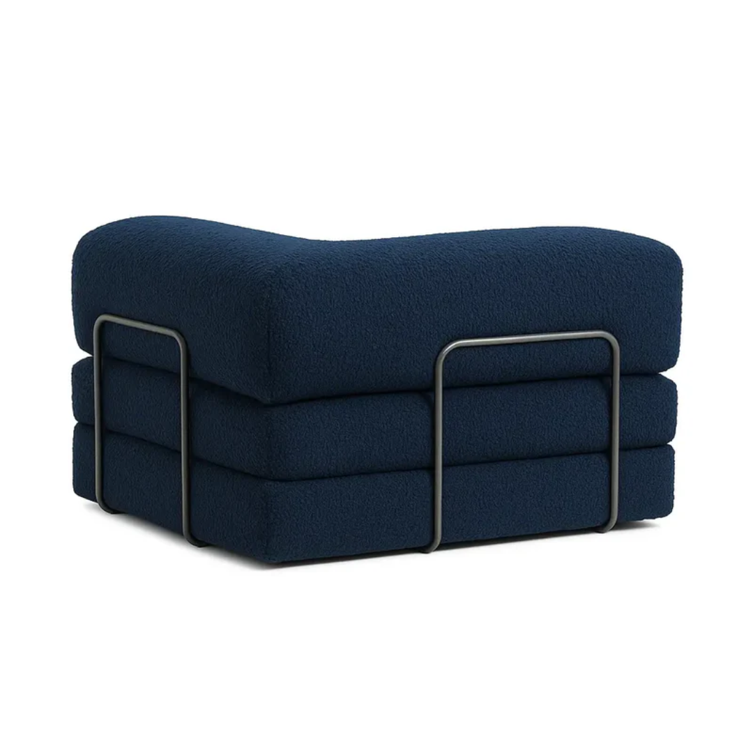 Bloom Sofa Bed - Sofa in a Box + Bloom Armchair in Blue Boucle Fabric