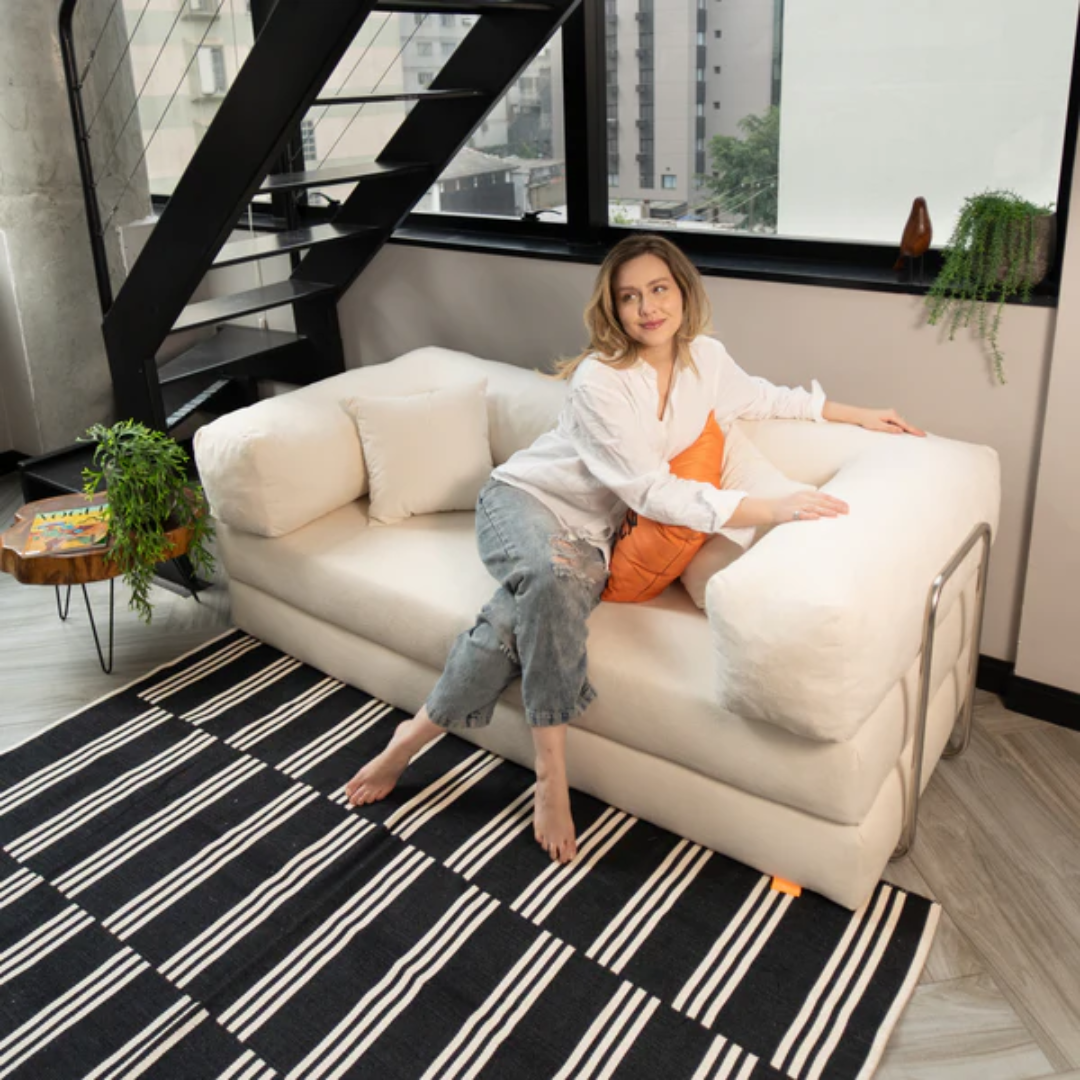 Bloom Sofa Bed Orange Boucle Fabric - Sofa in a Box