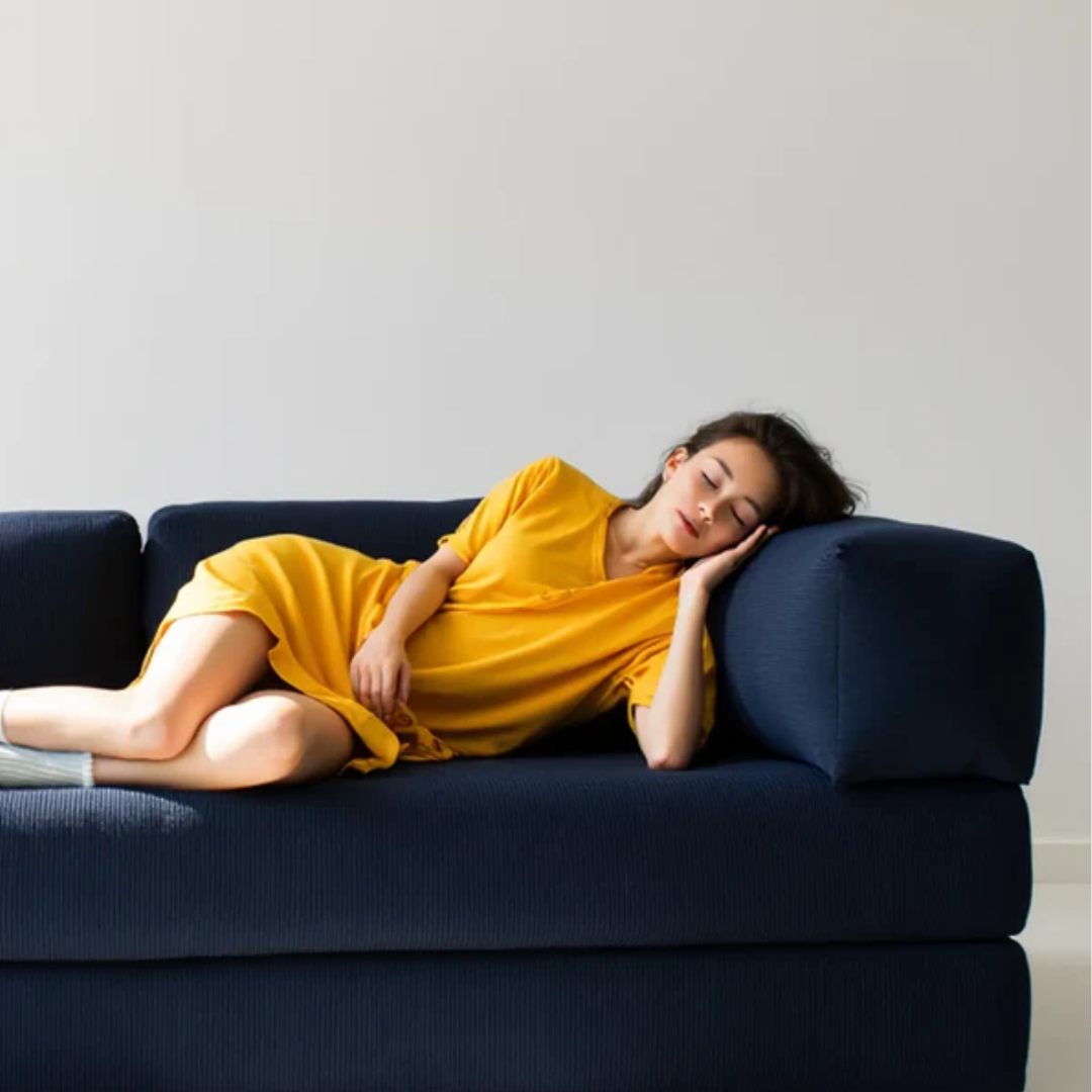 Bloom Sofa Bed Navy Blue Boucle Fabric - Sofa in a Box