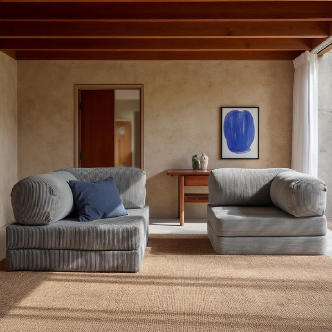 Bloom Sofa Bed Armchair in Gray Boucle Fabric - Sofa in a Box