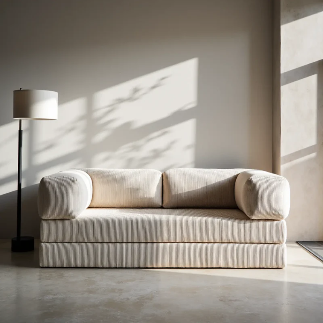 Bloom Sofa Bed - Sofa in a Box + Bloom Armchair in Boucle Linen Fabric