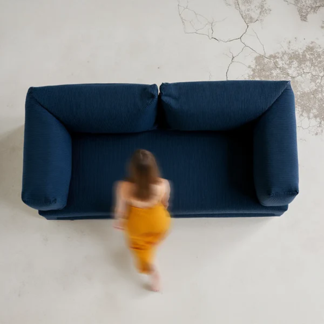 Bloom Sofa Bed Navy Blue Boucle Fabric - Sofa in a Box