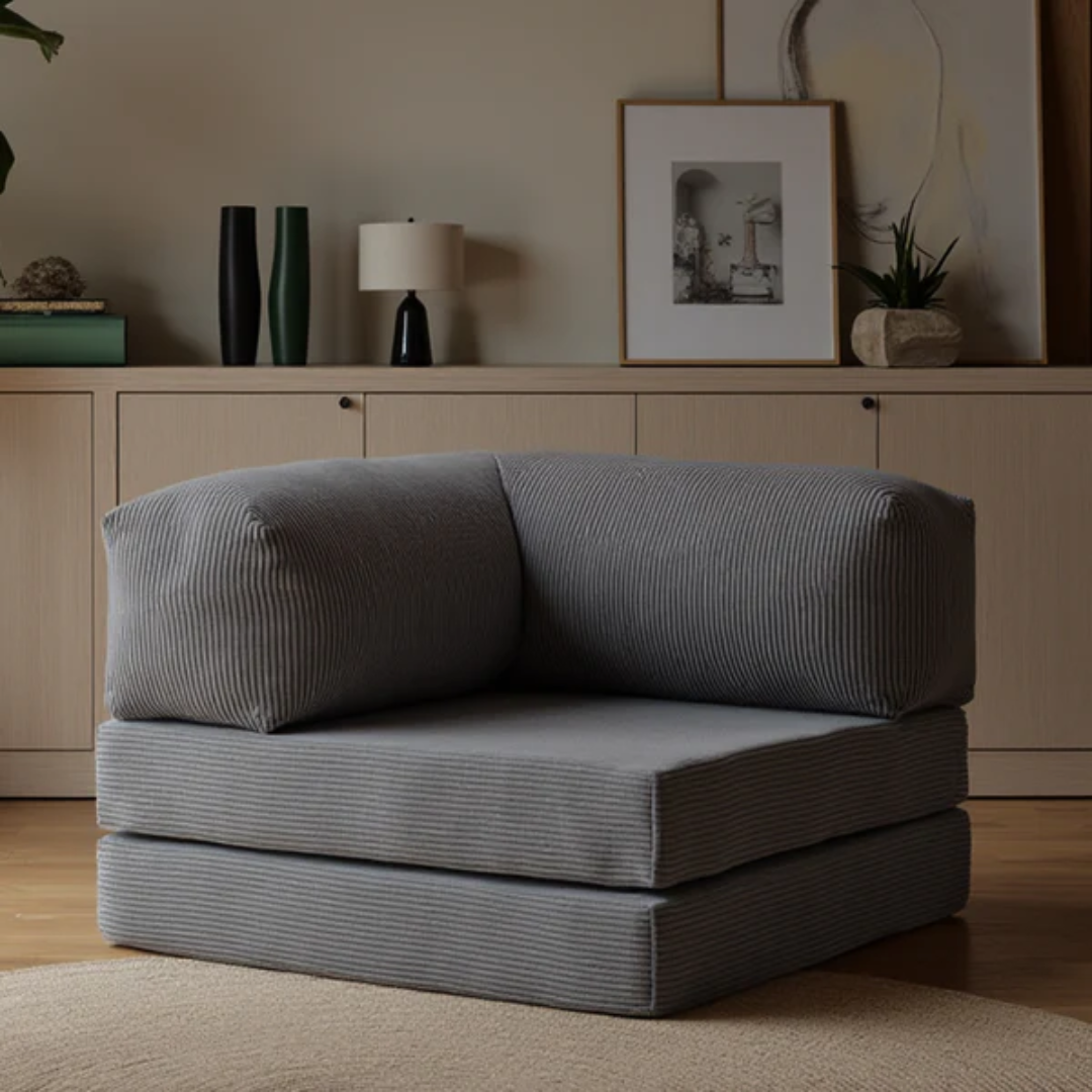 Bloom Sofa Bed Armchair in Gray Boucle Fabric - Sofa in a Box