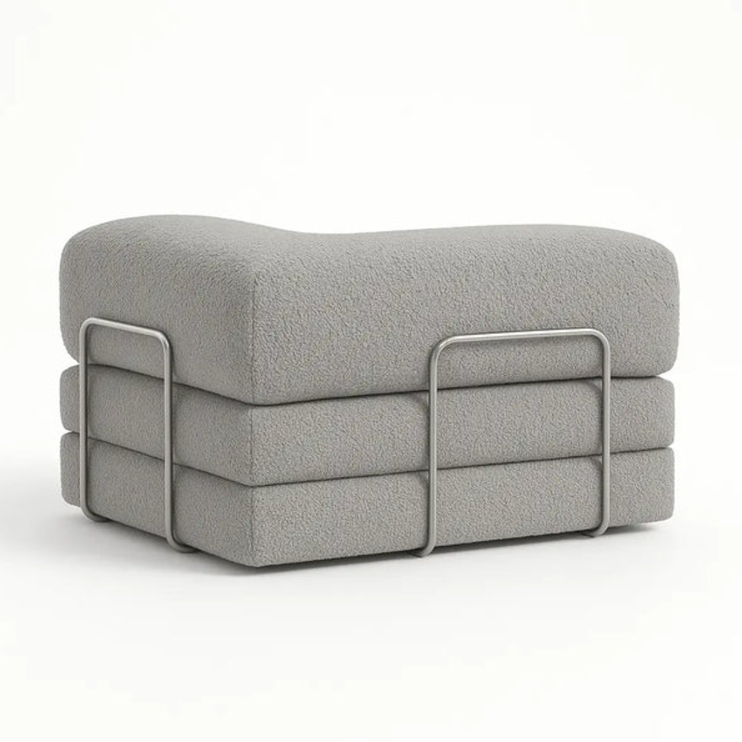 Bloom Sofa Bed Armchair in Gray Boucle Fabric - Sofa in a Box