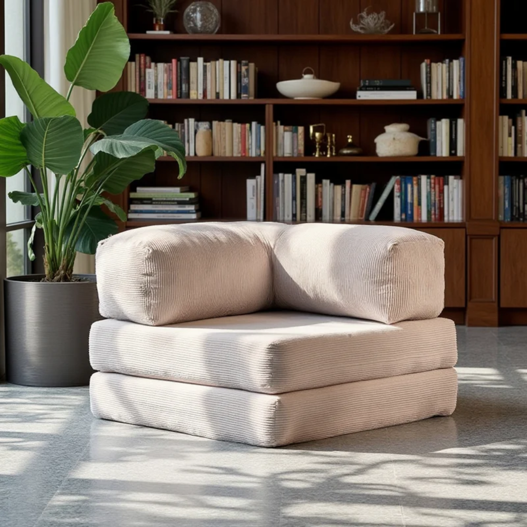 Bloom Sofa Bed - Sofa in a Box + Bloom Armchair in Orange Boucle Fabric