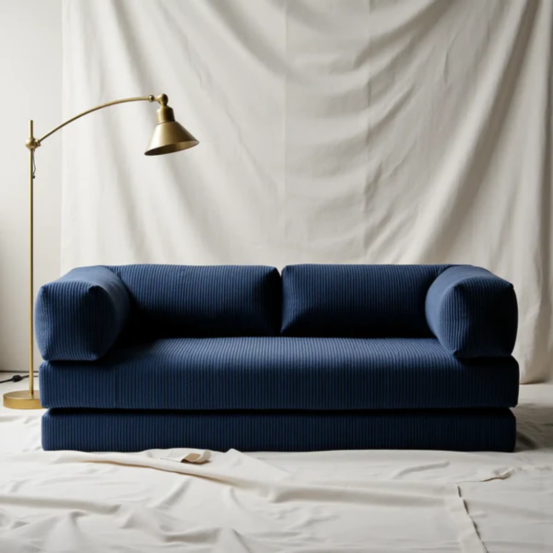 Bloom Sofa Bed Navy Blue Boucle Fabric - Sofa in a Box