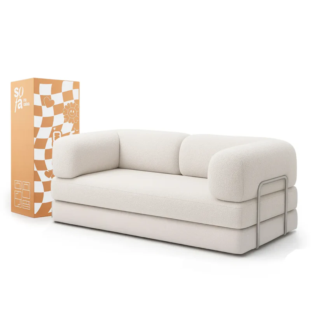 Bloom Sofa Bed - Sofa in a Box + Bloom Armchair in Boucle Linen Fabric