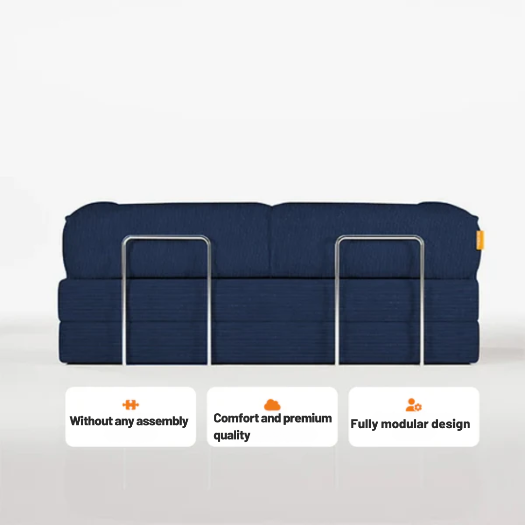 Bloom Sofa Bed Navy Blue Boucle Fabric - Sofa in a Box