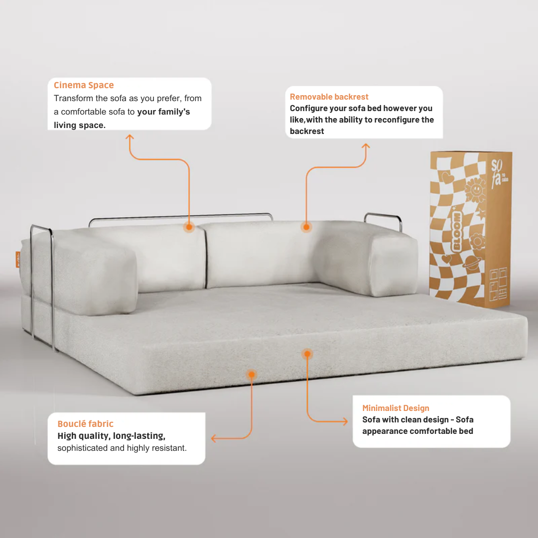 Bloom Sofa Bed Boucle Linen Fabric - Sofa in a Box