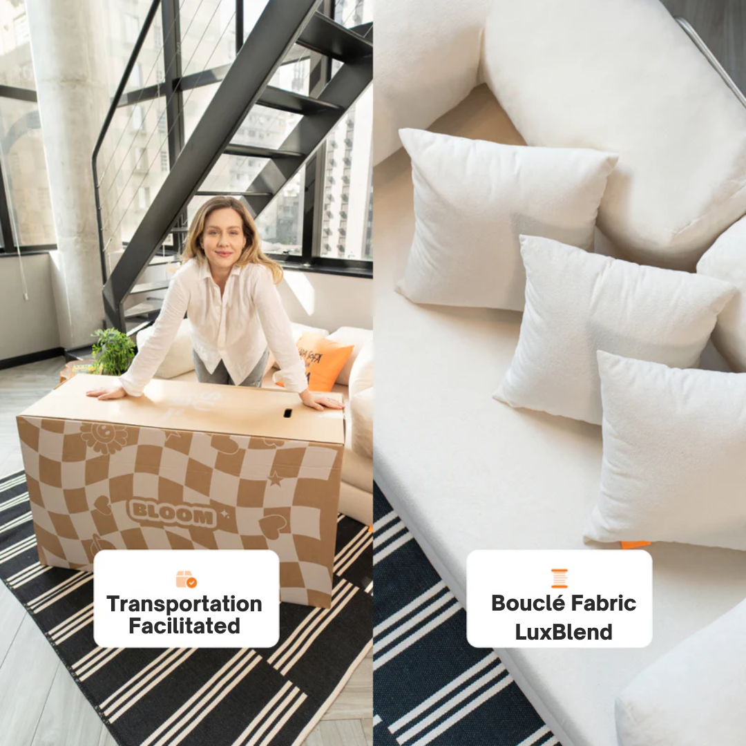 Bloom Sofa Bed Boucle Linen Fabric - Sofa in a Box