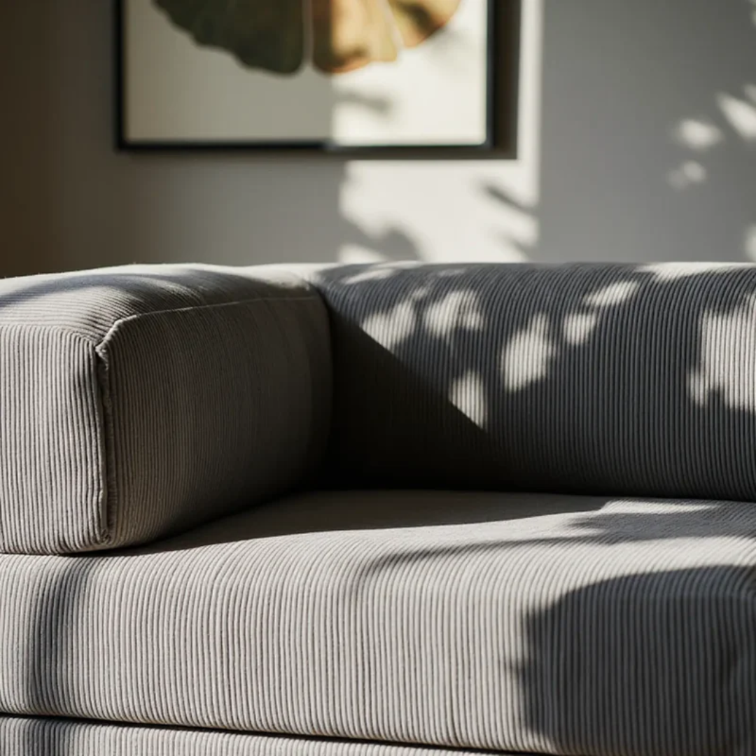Sofa Bed - Sofa in a Box + Footrest in Gray Boucle Fabric