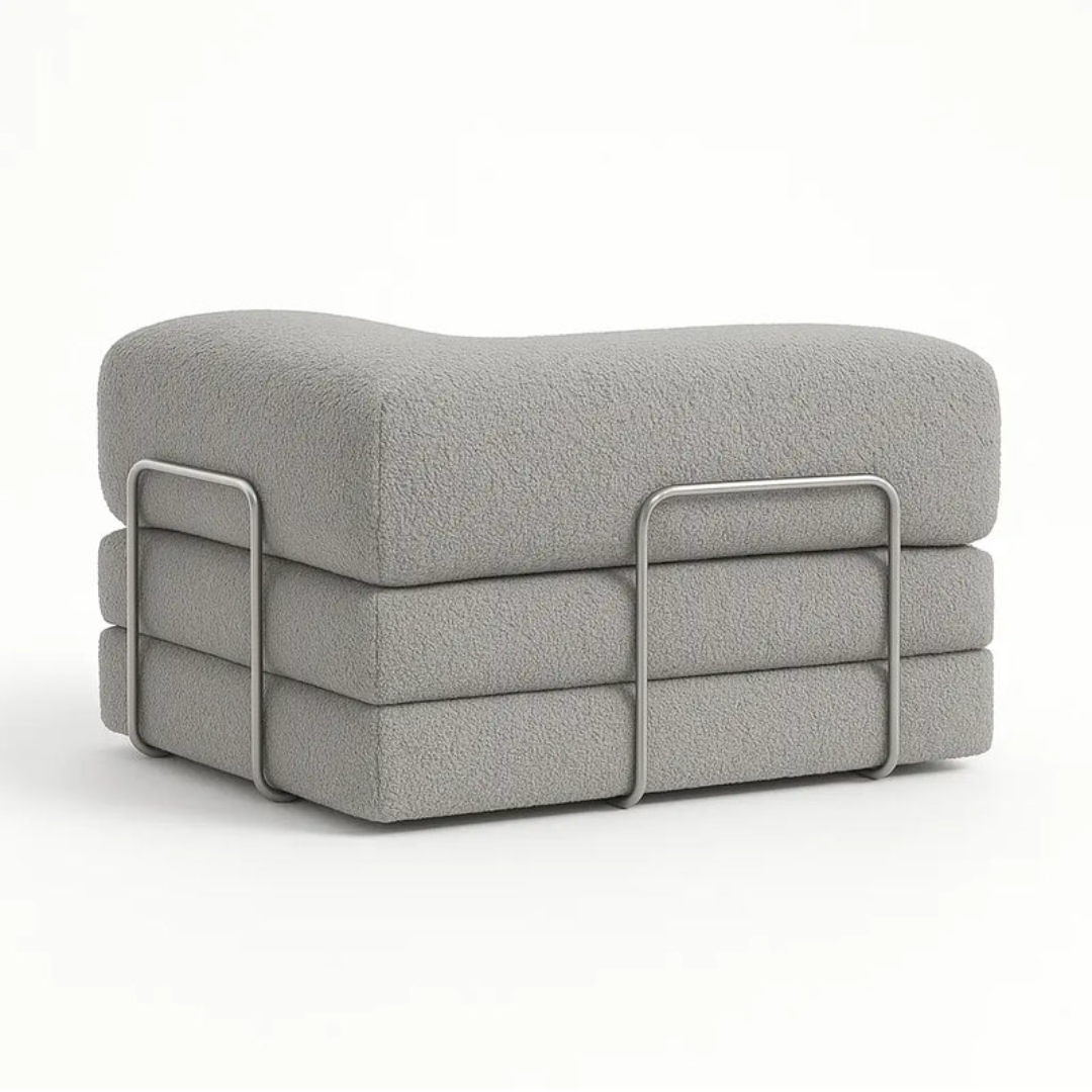 Bloom Sofa Bed - Sofa in a Box + Bloom Armchair in Gray Boucle Fabric