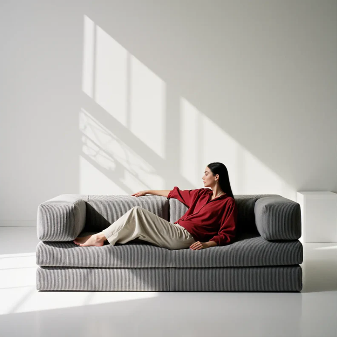 Bloom Sofa Bed Gray Boucle Fabric - Sofa in a Box