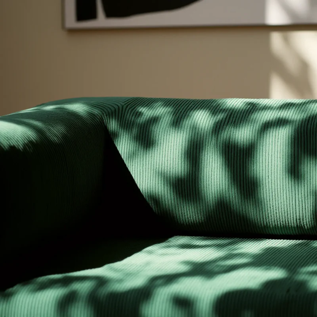 Sofa Bed - Sofa in a Box + Footrest in Moss Green Boucle Fabric