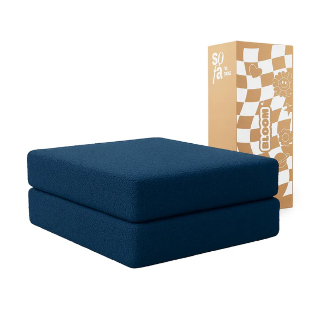 Bloom Sofa Bed, Navy Blue Boucle Fabric, Chaise / Footrest