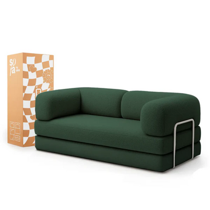 Bloom Sofa Bed in Moss Green Boucle Fabric - Sofa in a Box
