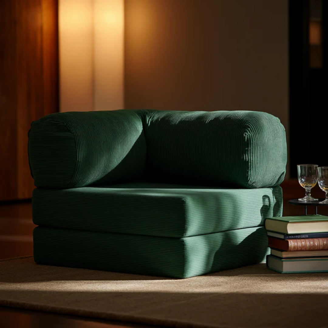 Bloom Sofa Bed Armchair Moss Green Boucle Fabric - Sofa in a Box