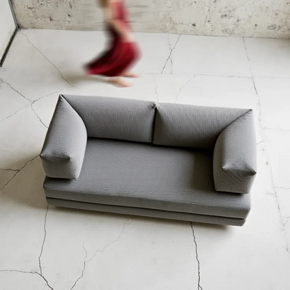 Sofa Bed - Sofa in a Box + Footrest in Gray Boucle Fabric