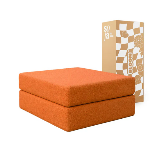 Chaise / Footrest Sofa Bed Bloom Orange Boucle Fabric