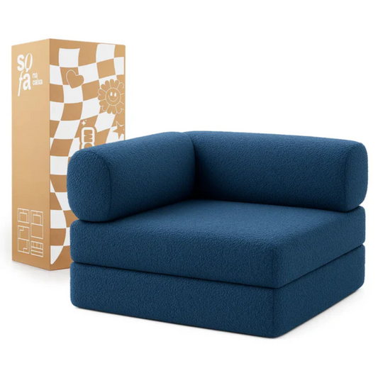 Bloom Sofa Bed Armchair Navy Blue Boucle Fabric - Sofa in a Box