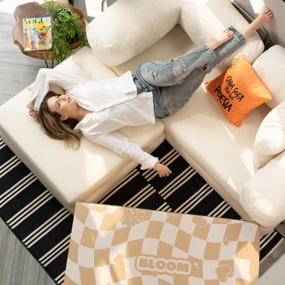 Chaise / Footrest Sofa Bed Bloom Orange Boucle Fabric