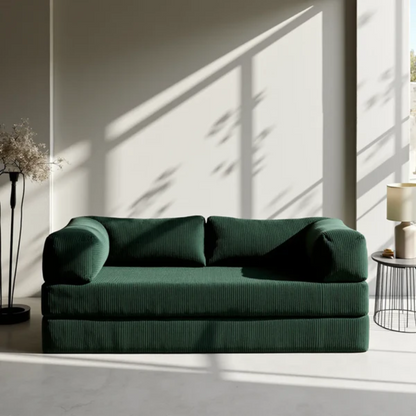 Bloom Sofa Bed in Moss Green Boucle Fabric - Sofa in a Box