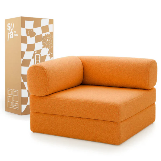 Bloom Sofa Bed Armchair Orange Boucle Fabric - Sofa in a Box