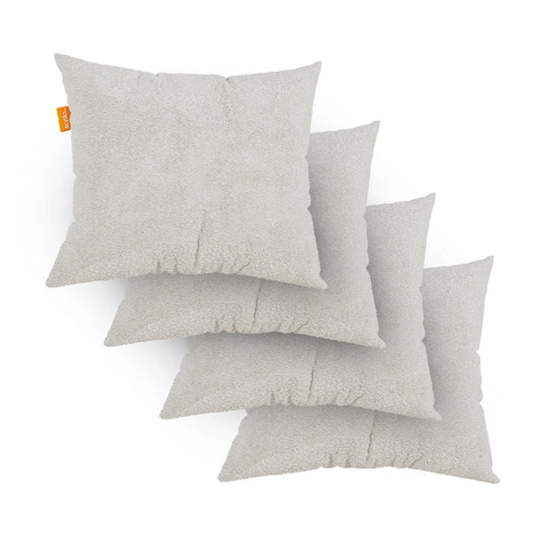 Set of 4 Bouclé Fabric Pillows - Linen Color - 45x45cm