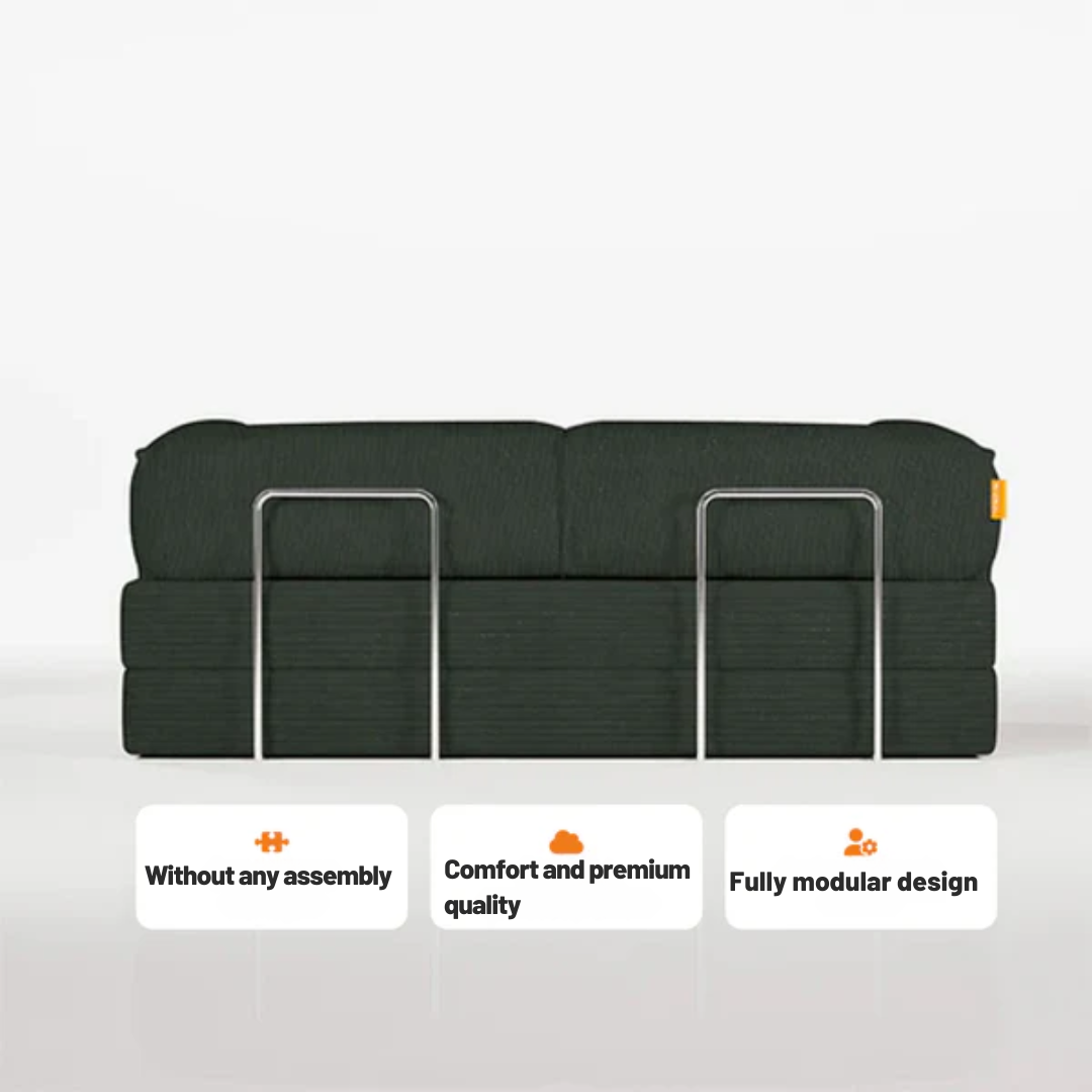 Bloom Sofa Bed in Moss Green Boucle Fabric - Sofa in a Box