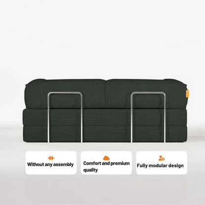 Bloom Sofa Bed in Moss Green Boucle Fabric - Sofa in a Box