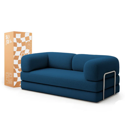 Bloom Sofa Bed Navy Blue Boucle Fabric - Sofa in a Box