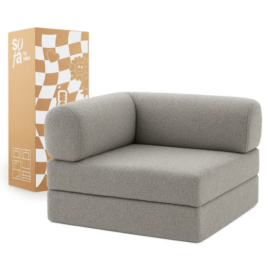 Bloom Sofa Bed Armchair in Gray Boucle Fabric - Sofa in a Box