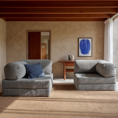 Bloom Sofa Bed Armchair in Gray Boucle Fabric - Sofa in a Box
