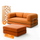 Sofa Bed - Sofa in a Box + Footrest Orange Boucle Fabric