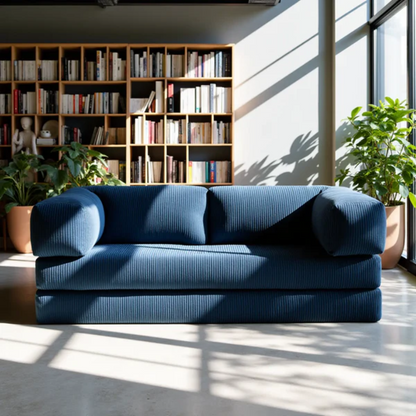Bloom Sofa Bed Navy Blue Boucle Fabric - Sofa in a Box
