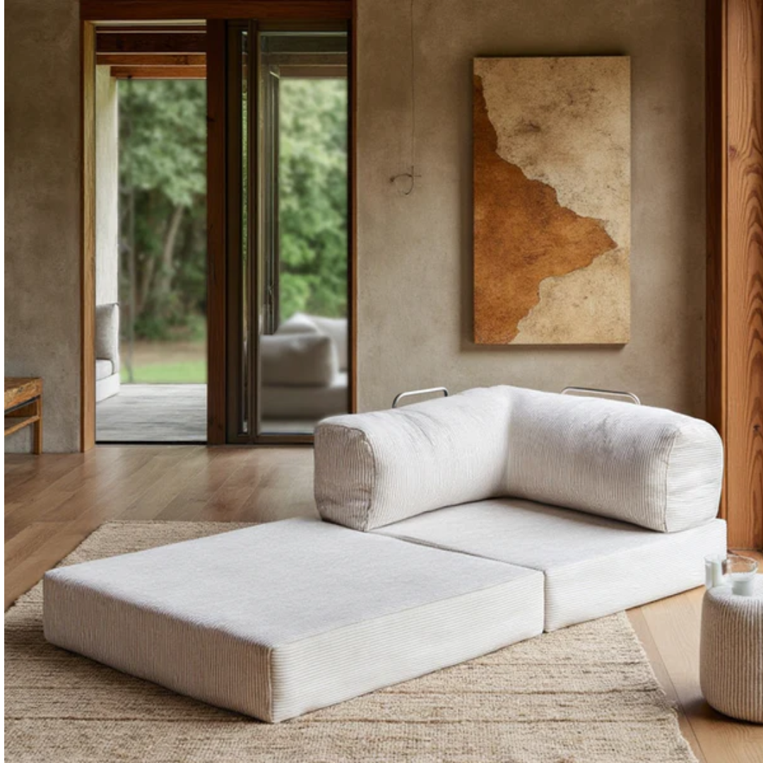 Bloom Sofa Bed Armchair Orange Boucle Fabric - Sofa in a Box
