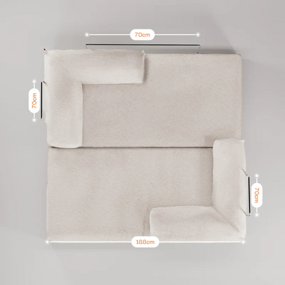 Sofa Bed - Sofa in a Box + Footrest Orange Boucle Fabric