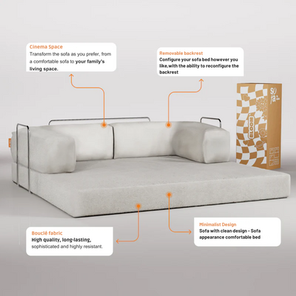 Bloom Sofa Bed Boucle Linen Fabric - Sofa in a Box
