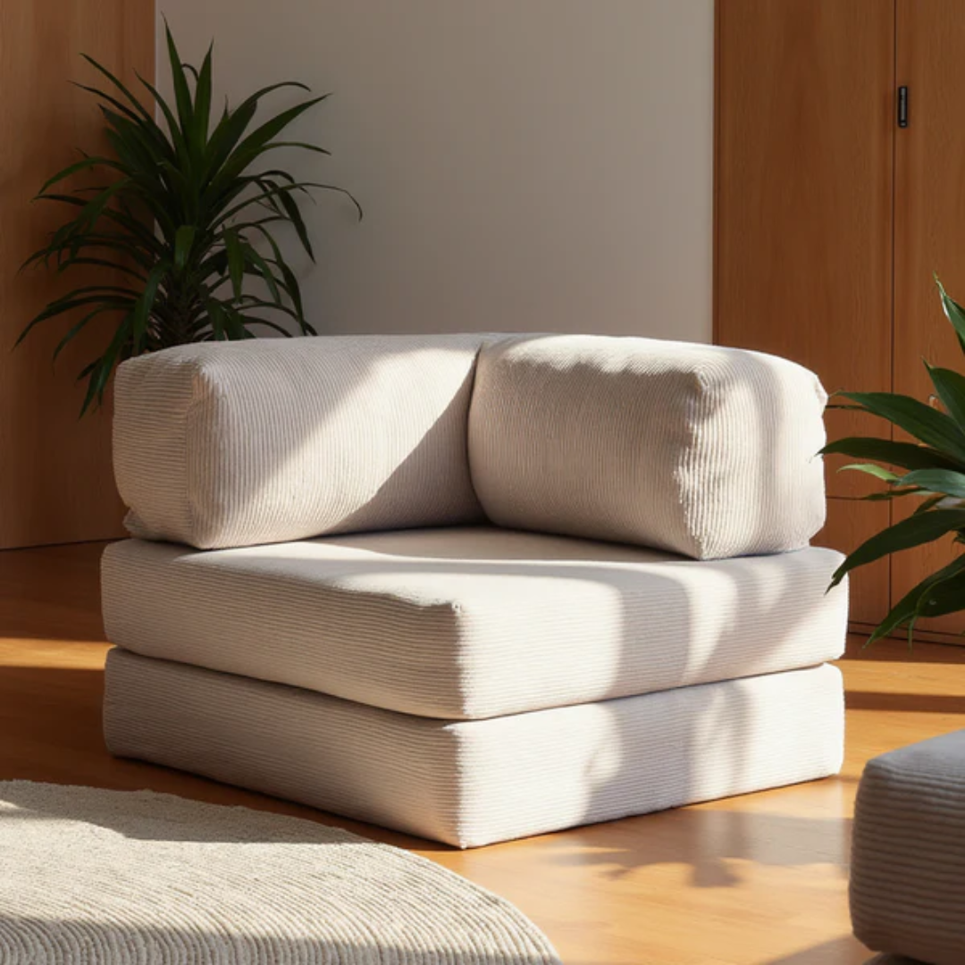Bloom Sofa Bed Armchair Orange Boucle Fabric - Sofa in a Box