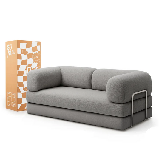 Bloom Sofa Bed Gray Boucle Fabric - Sofa in a Box