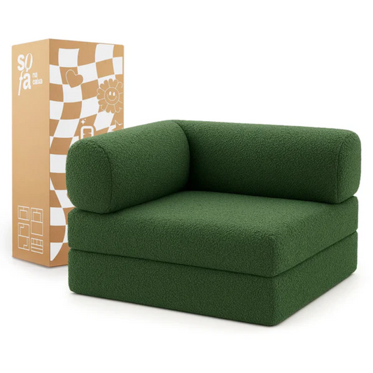 Bloom Sofa Bed Armchair Moss Green Boucle Fabric - Sofa in a Box
