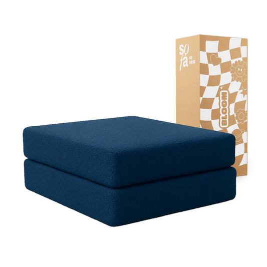 Bloom Sofa Bed, Navy Blue Boucle Fabric, Chaise / Footrest